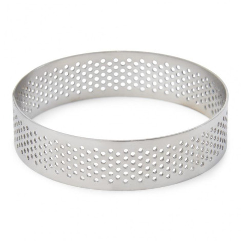 Perforated S/S round shaped tart mould 10*2cm