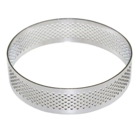 Perforated S/S round shaped tart mould 14*2 cm