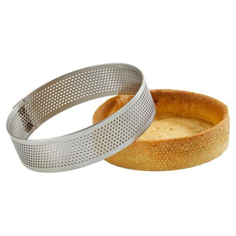 Perforated S/S round shaped tart mould 6*2 cm