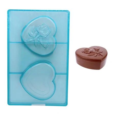 Polycarbonate Heart Chocolate Mould with Rose Design