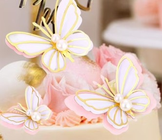 Butterfly pink& silver with pearl