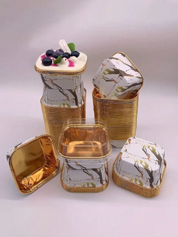 Square White Cupcake Liners with lid 50pcs