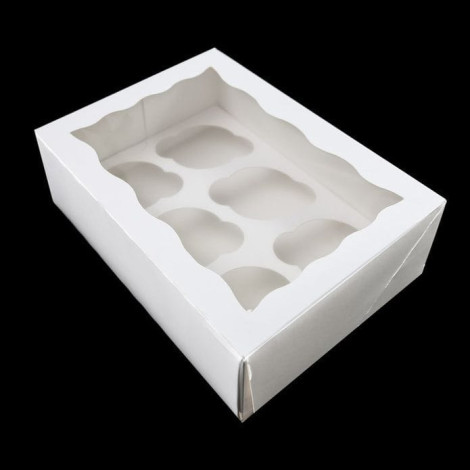 6-Holes White Cupcake Box with Window